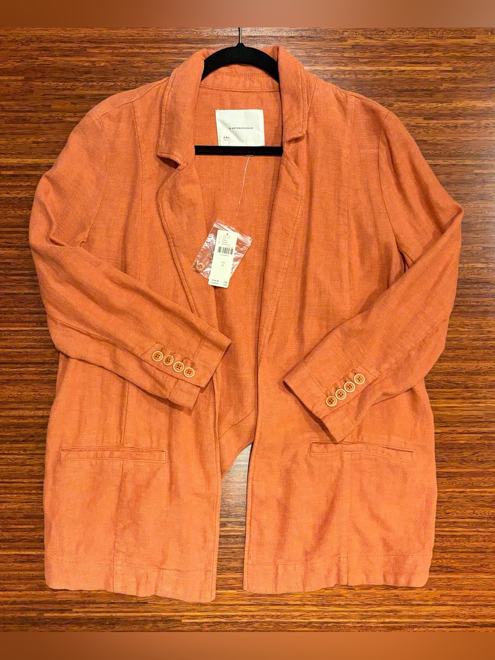 Anthropologie Vintage Washed Linen Tulip Back Blazer Size 6 NWT